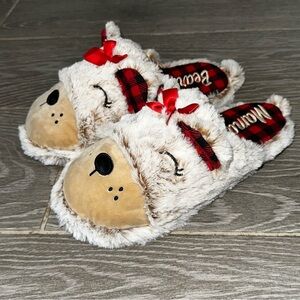 Dearfoams Mama Bear Slippers Red Slip On Comfort Cozy Soft Women’s Large 9-10